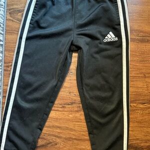 Adidas Kids Black Joggers with White Stripes